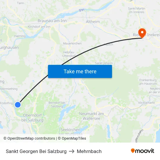Sankt Georgen Bei Salzburg to Mehrnbach map