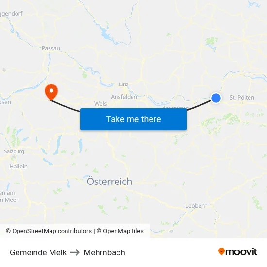 Gemeinde Melk to Mehrnbach map