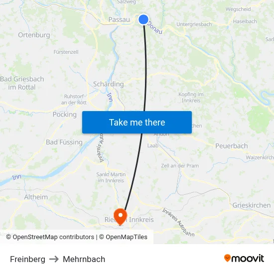 Freinberg to Mehrnbach map