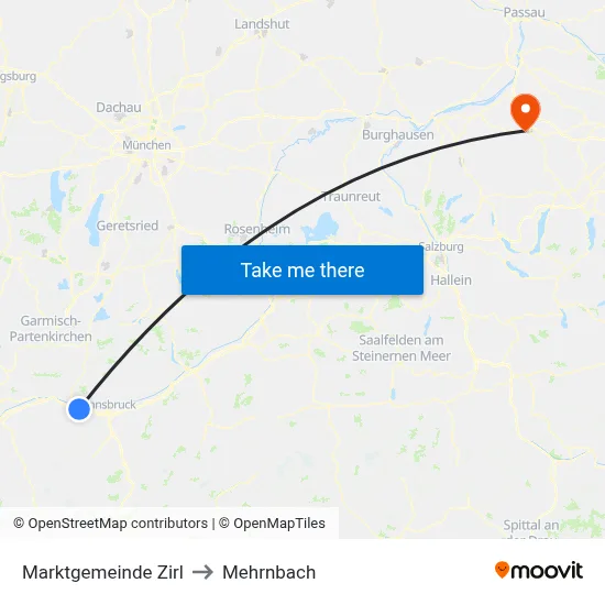 Marktgemeinde Zirl to Mehrnbach map