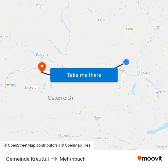 Gemeinde Kreuttal to Mehrnbach map