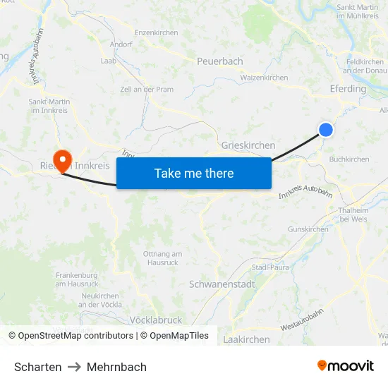 Scharten to Mehrnbach map