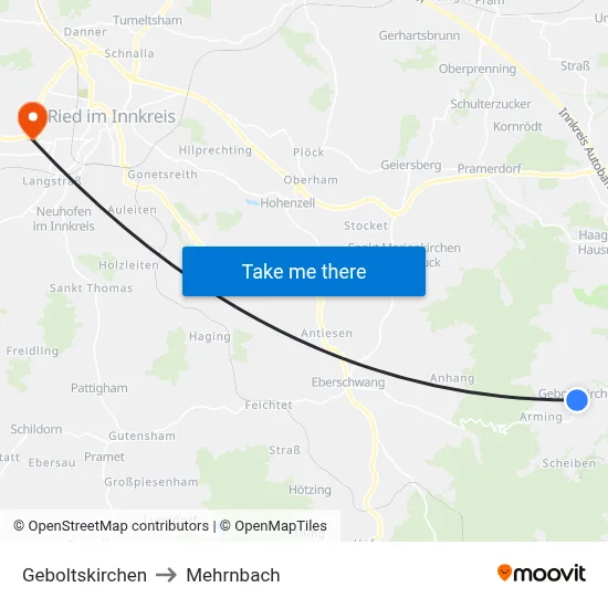 Geboltskirchen to Mehrnbach map