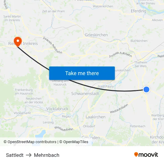 Sattledt to Mehrnbach map