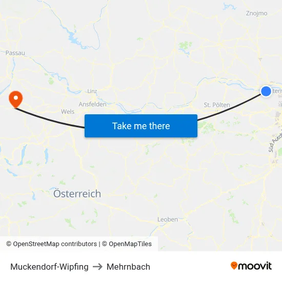 Muckendorf-Wipfing to Mehrnbach map