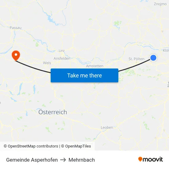 Gemeinde Asperhofen to Mehrnbach map