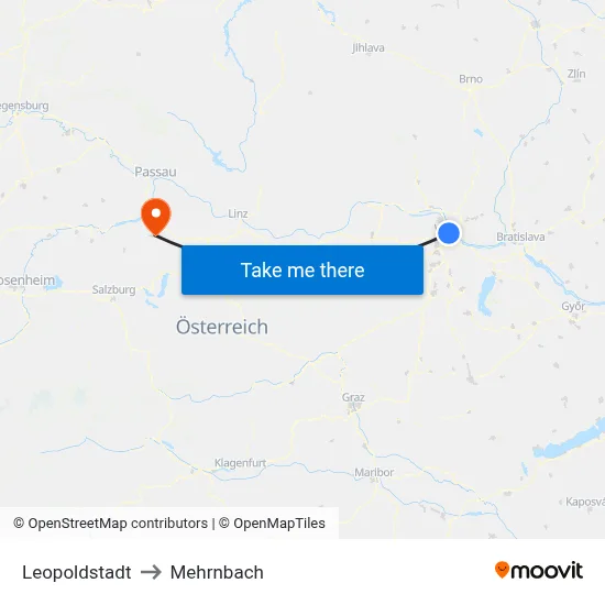 Leopoldstadt to Mehrnbach map