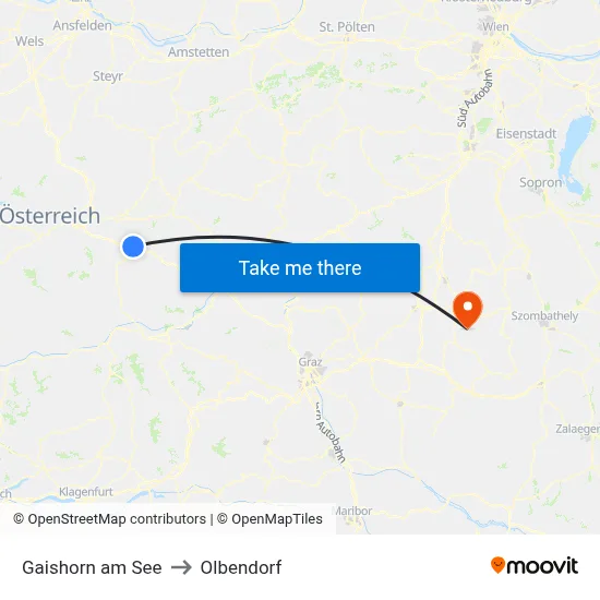 Gaishorn am See to Olbendorf map