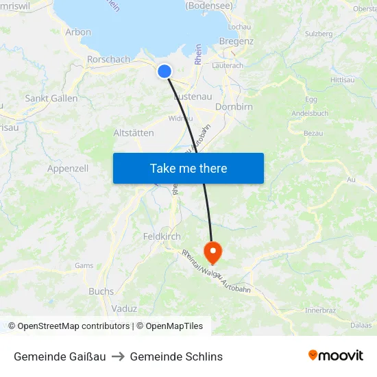 Gemeinde Gaißau to Gemeinde Schlins map