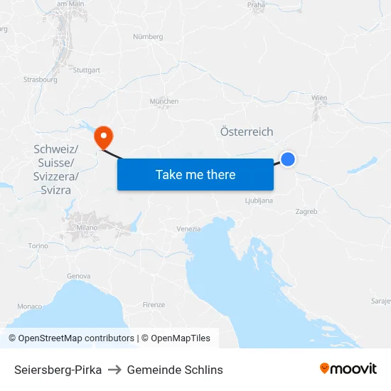 Seiersberg-Pirka to Gemeinde Schlins map