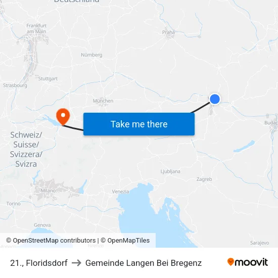 21., Floridsdorf to Gemeinde Langen Bei Bregenz map