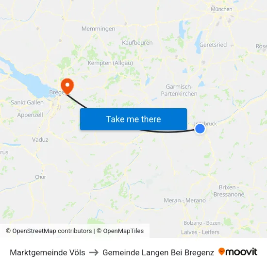 Marktgemeinde Völs to Gemeinde Langen Bei Bregenz map