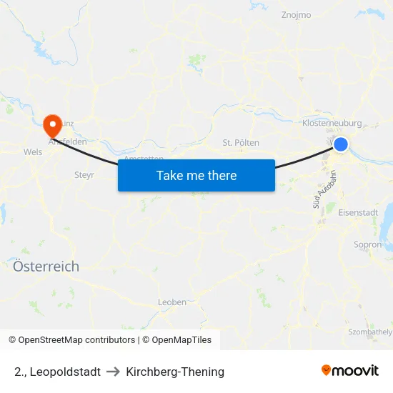2., Leopoldstadt to Kirchberg-Thening map