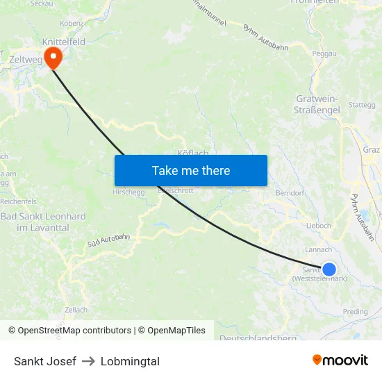 Sankt Josef to Lobmingtal map