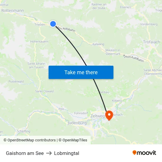 Gaishorn am See to Lobmingtal map