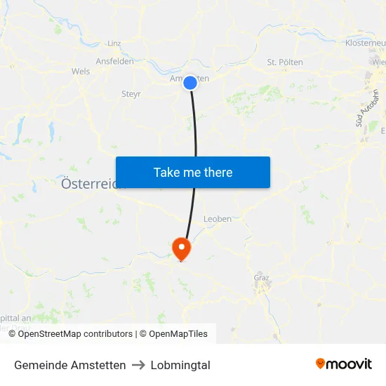 Gemeinde Amstetten to Lobmingtal map