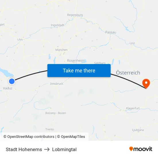 Stadt Hohenems to Lobmingtal map