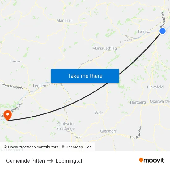 Gemeinde Pitten to Lobmingtal map