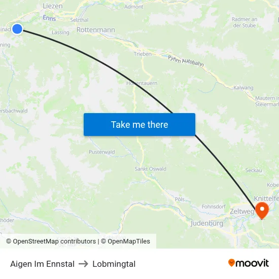 Aigen Im Ennstal to Lobmingtal map