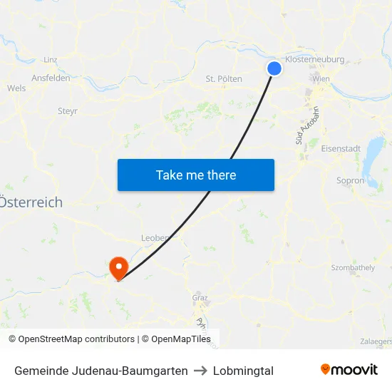 Gemeinde Judenau-Baumgarten to Lobmingtal map