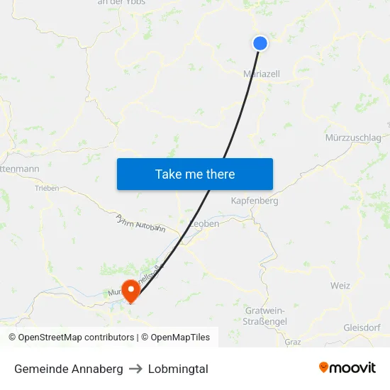 Gemeinde Annaberg to Lobmingtal map