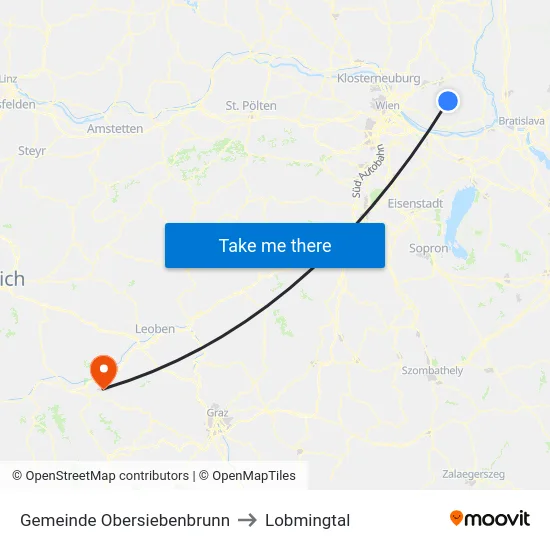 Gemeinde Obersiebenbrunn to Lobmingtal map