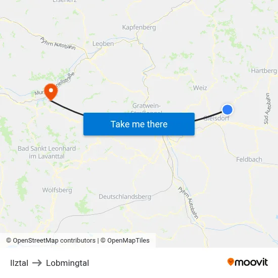 Ilztal to Lobmingtal map