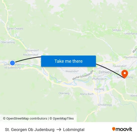 St. Georgen Ob Judenburg to Lobmingtal map