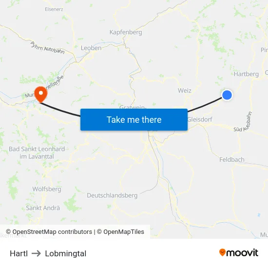Hartl to Lobmingtal map