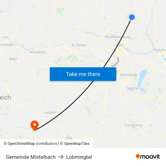 Gemeinde Mistelbach to Lobmingtal map