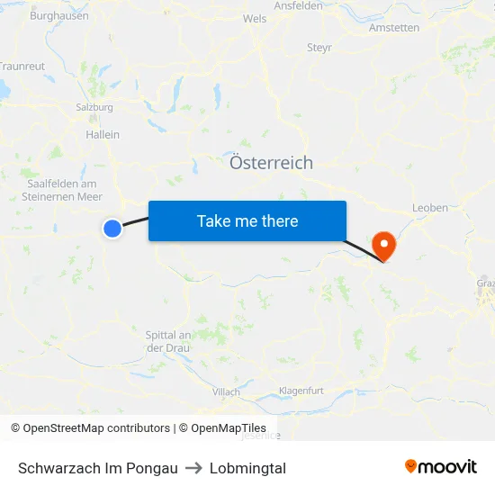 Schwarzach Im Pongau to Lobmingtal map