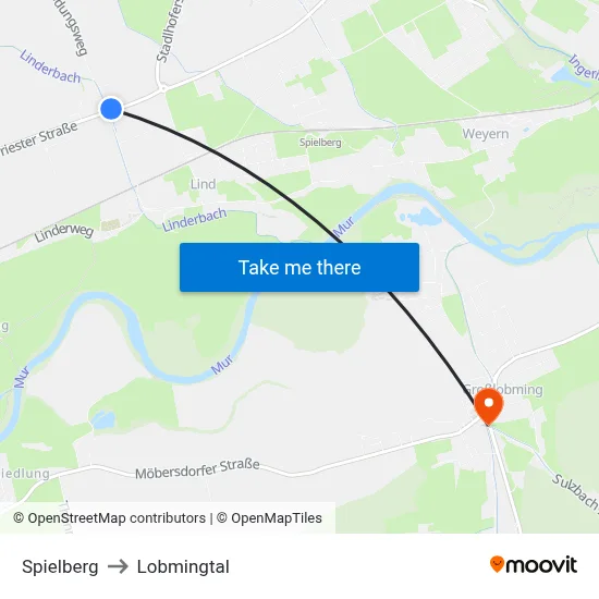 Spielberg to Lobmingtal map
