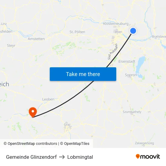 Gemeinde Glinzendorf to Lobmingtal map