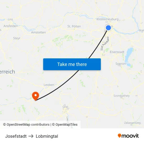 Josefstadt to Lobmingtal map