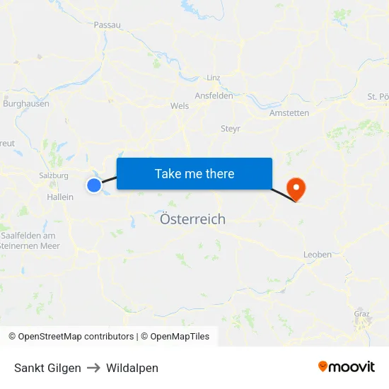 Sankt Gilgen to Wildalpen map
