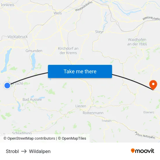 Strobl to Wildalpen map