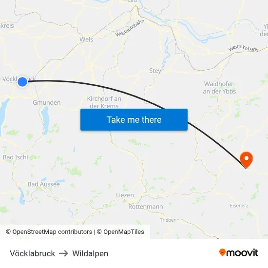 Vöcklabruck to Wildalpen map
