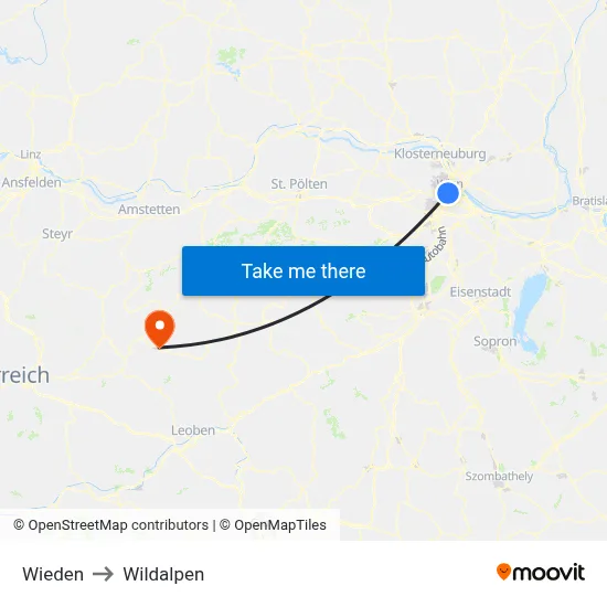 Wieden to Wildalpen map