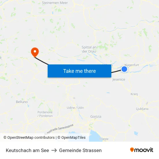 Keutschach am See to Gemeinde Strassen map