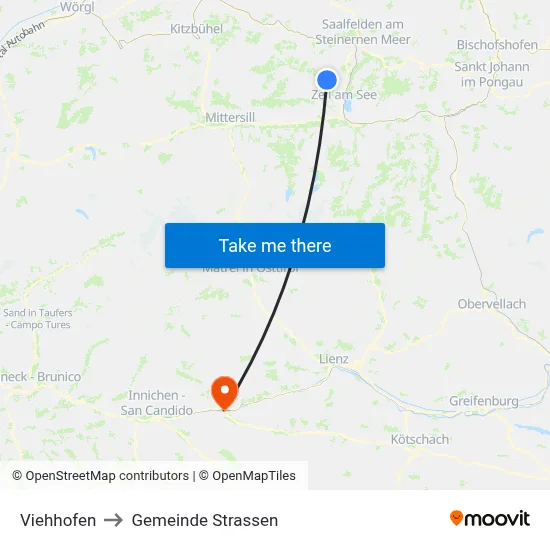 Viehhofen to Gemeinde Strassen map