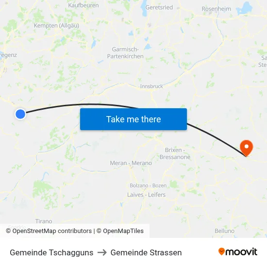 Gemeinde Tschagguns to Gemeinde Strassen map