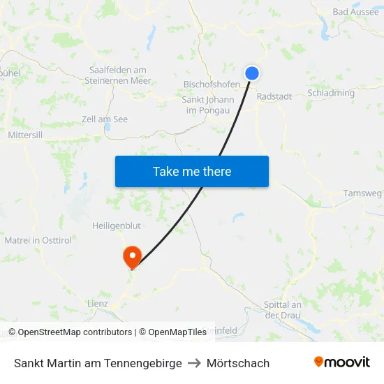 Sankt Martin am Tennengebirge to Mörtschach map