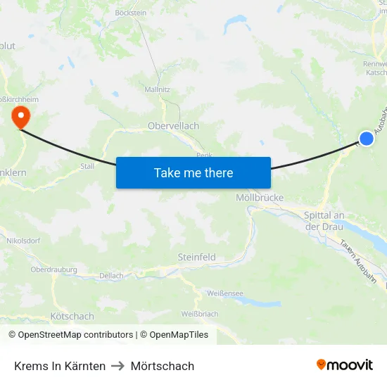 Krems In Kärnten to Mörtschach map