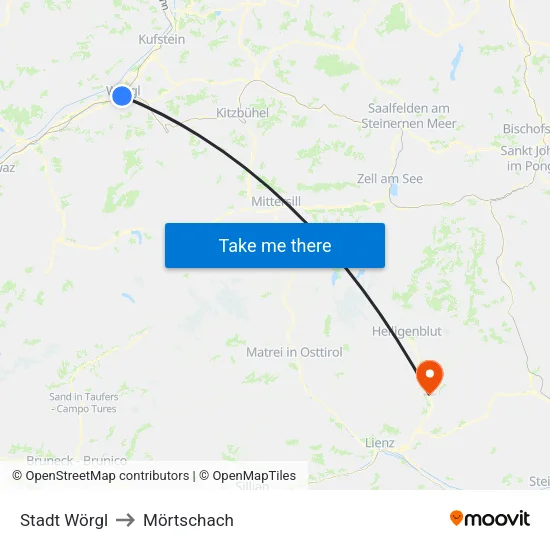 Stadt Wörgl to Mörtschach map