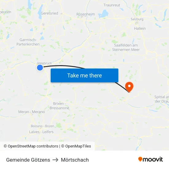 Gemeinde Götzens to Mörtschach map
