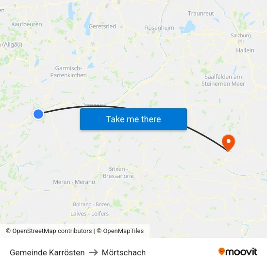 Gemeinde Karrösten to Mörtschach map