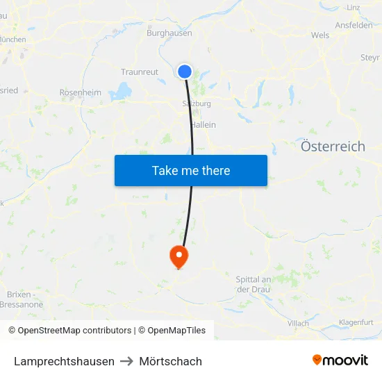 Lamprechtshausen to Mörtschach map