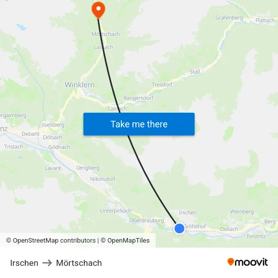 Irschen to Mörtschach map