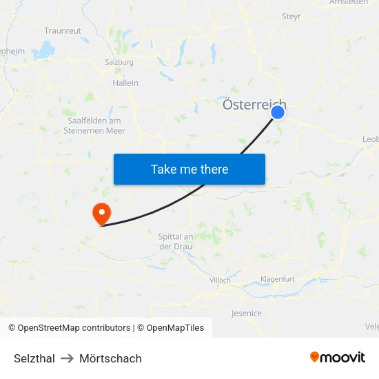 Selzthal to Mörtschach map