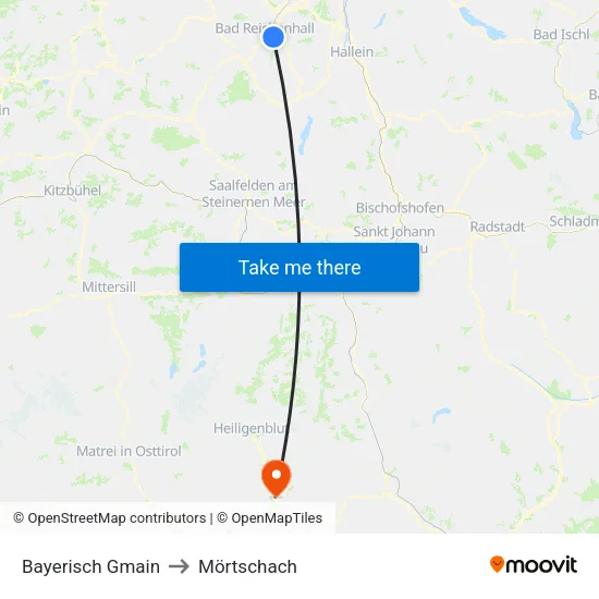 Bayerisch Gmain to Mörtschach map